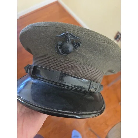 VTG USMC Marine Corps Officer Service Green Cover Lancaster Marine Shop  7 1/8 - Picture 4 of 10